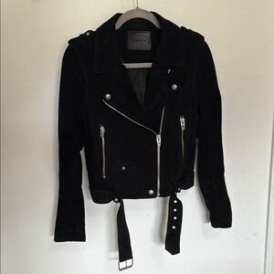 Blank NYC Black Suede Moto Jacket with Silver Hardware